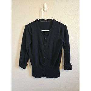 Maurices Womens Cardigan Sweater Black Button Dark Academia Crew Neck Size M